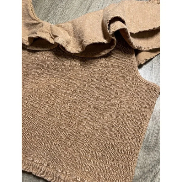 Maeve Brown Ruffle Crop Top - Picture 6 of 10